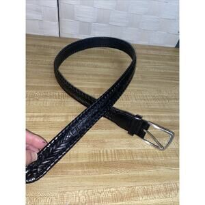 Genuine Leather Men Belt Braided Black Sz 32 Worn Once Excellent